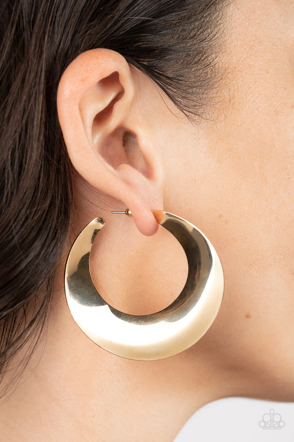 Power Curves - Gold Earrings - Paparazzi Accessories