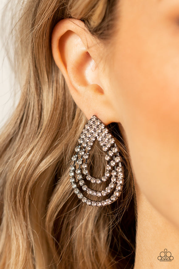 Take a POWER Stance - Black Post Earrings - Paparazzi Accessories