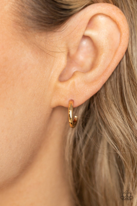 Small-Scale Shimmer - Gold Earrings - Paparazzi Accessories