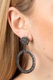 GLOW You Away - Black Post Earrings - Paparazzi Accessories
