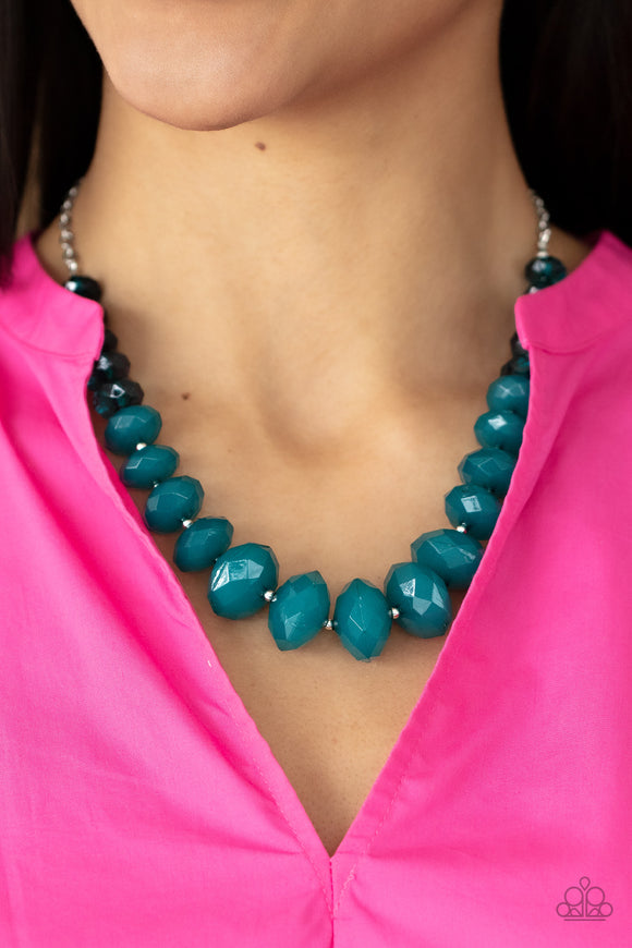 Happy-GLOW-Lucky - Blue Necklace - Paparazzi Accessories