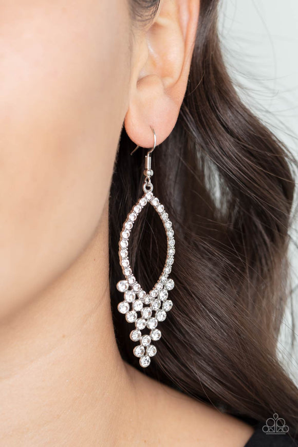 GLOWING off the Deep End - White Earrings - Paparazzi Accessories