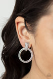 Sparkle at Your Service - White Clip-On Earrings - Paparazzi Accessories