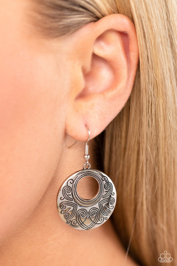 Western Beau - Silver Earrings - Paparazzi Accessories