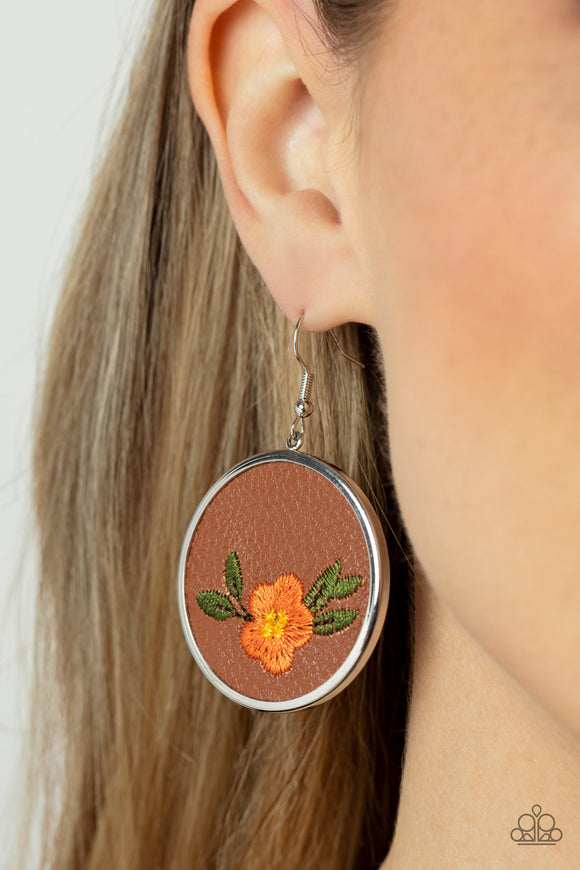 Prairie Patchwork - Orange Earrings - Paparazzi Accessories