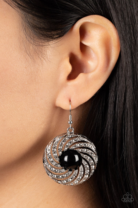 Vintage Vortex - Black Earrings - Paparazzi Accessories