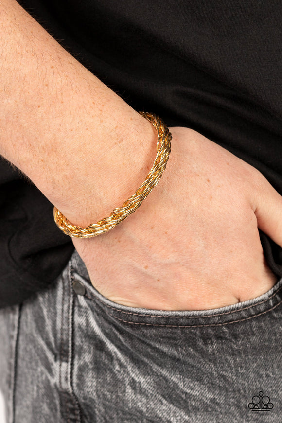 Rally Together - Gold Mens Bracelet - Paparazzi Accessories