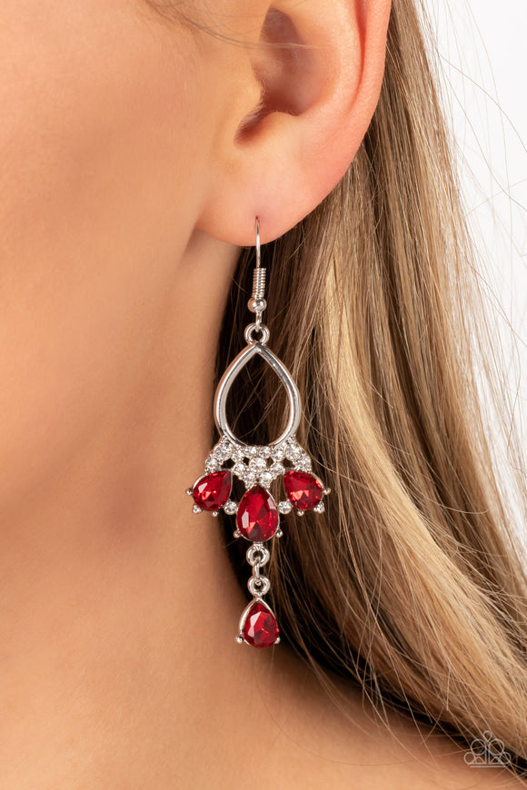 Coming in Clutch - Red Earrings - Paparazzi Accessories
