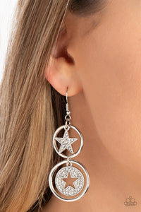 Liberty and SPARKLE for All - White Earrings - Paparazzi Accessories