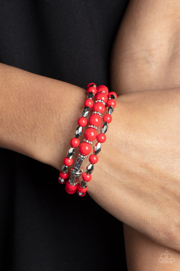 Colorfully Coiled - Red Bracelet - Paparazzi Accessories
