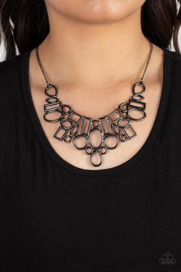 Geometric Grit - Black Necklace - Paparazzi Accessories
