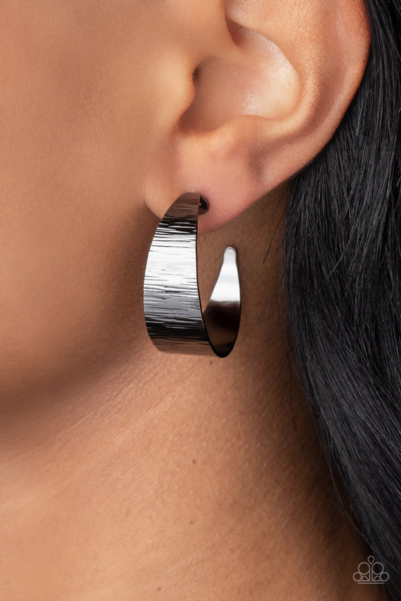 Lecture on Texture - Black Earrings - Paparazzi Accessories