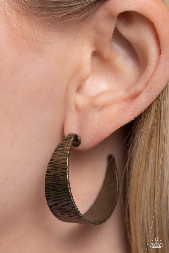 Lecture on Texture - Brass Earrings - Paparazzi Accessories