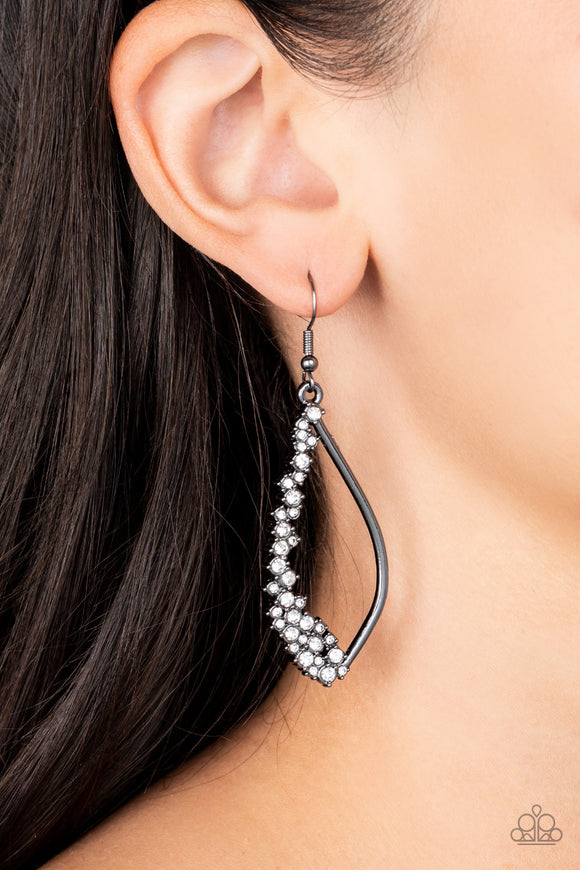 Sparkly Side Effects - Black Earrings - Paparazzi Accessories
