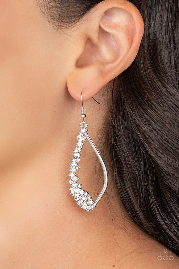 Sparkly Side Effects - White Earrings - Paparazzi Accessories