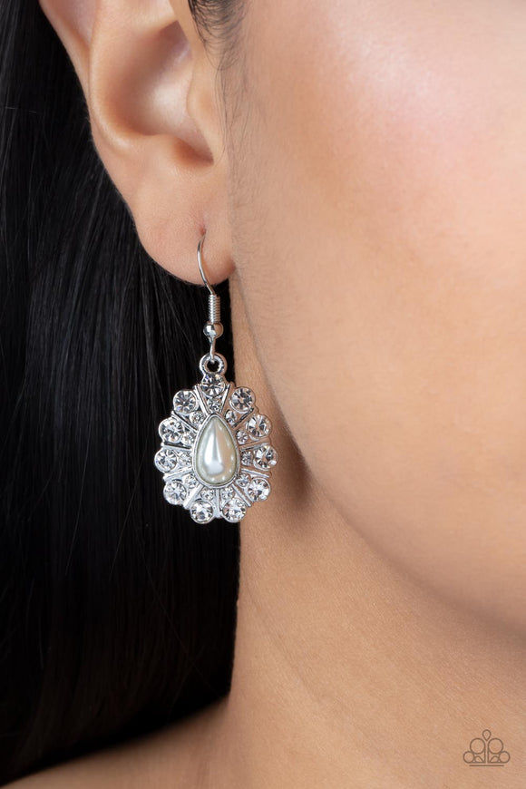 Extroverted Elegance - White Earrings - Paparazzi Accessories