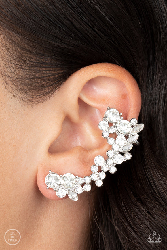 Astronomical Allure - White Post Earrings - Paparazzi Accessories