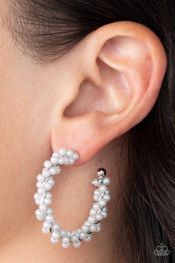Yacht Royale - White Earrings - Paparazzi Accessories