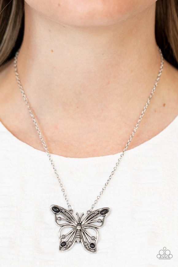 Badlands Butterfly - Black Necklace - Paparazzi Accessories