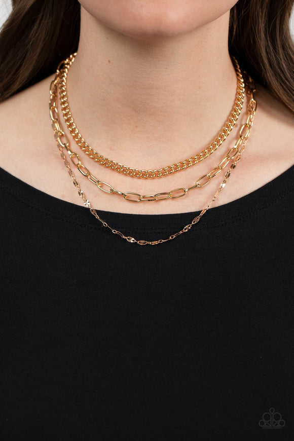 Galvanized Grit - Gold Necklace - Paparazzi Accessories