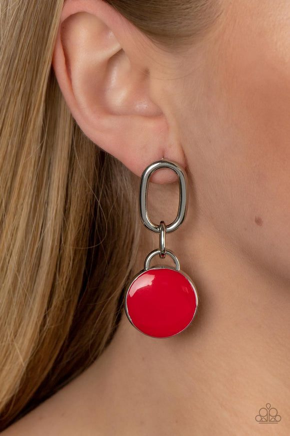 Drop a TINT - Red Post Earrings - Paparazzi Accessories
