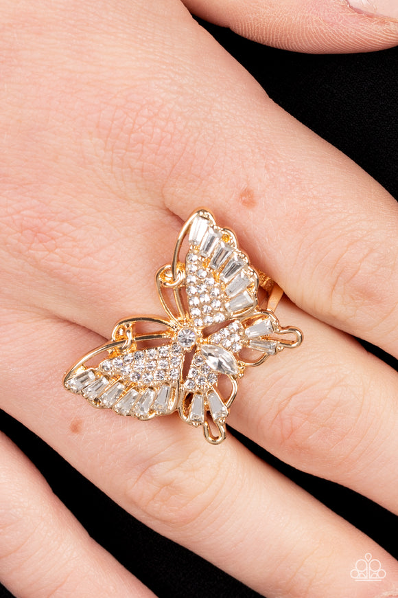 Fearless Flutter - Gold Ring - Paparazzi Accessories