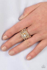 Doting on Dazzle - Gold Ring - Paparazzi Accessories