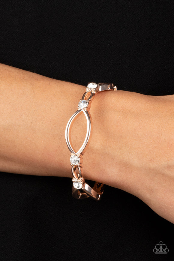 Interwoven Illusion - Rose Gold Bracelet - Paparazzi Accessories