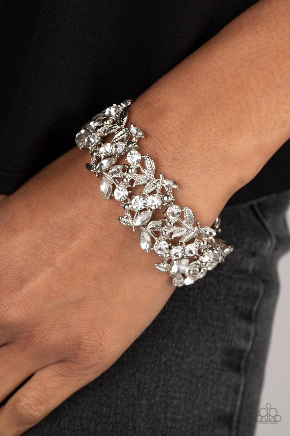 Feathered Finesse -White Bracelet - Paparazzi Accessories
