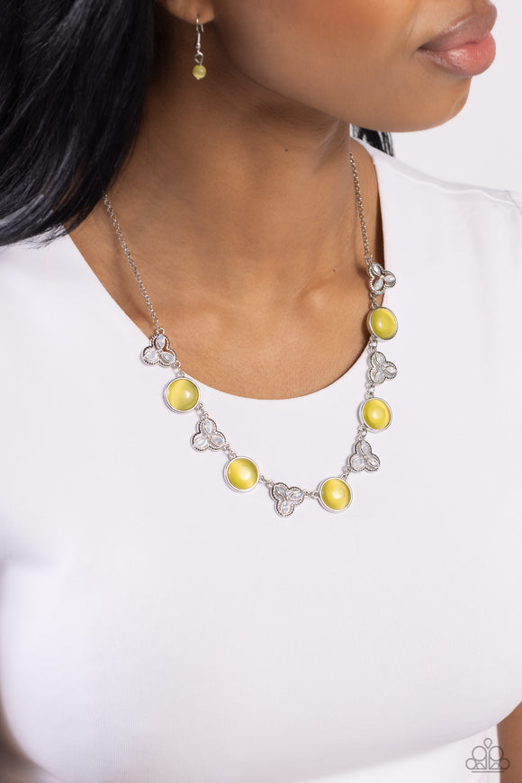 Floral Crowned - Yellow Necklace - Paparazzi Accessories