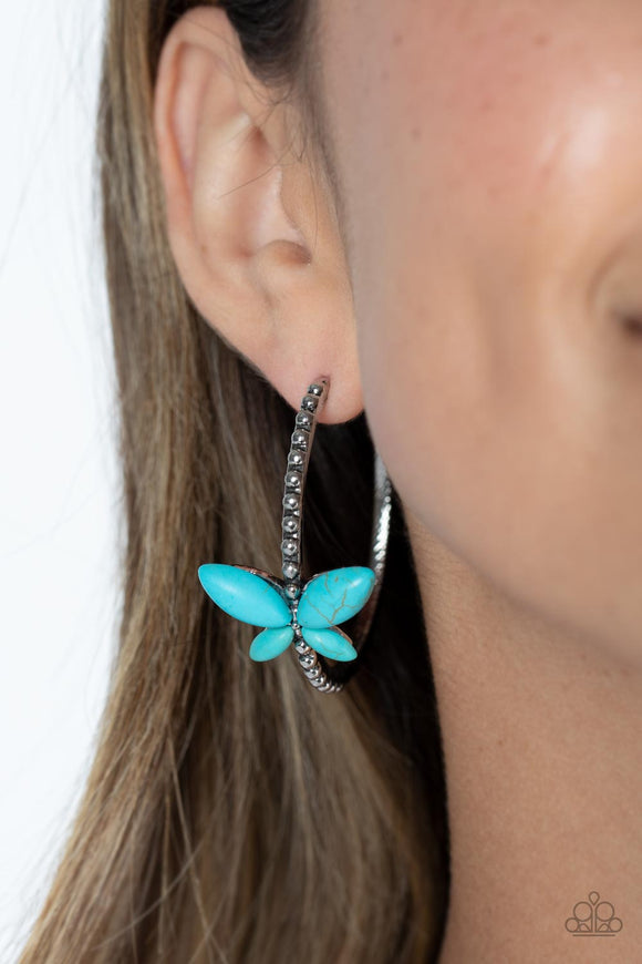 Bohemian Butterfly - Blue Earrings - Paparazzi Accessories