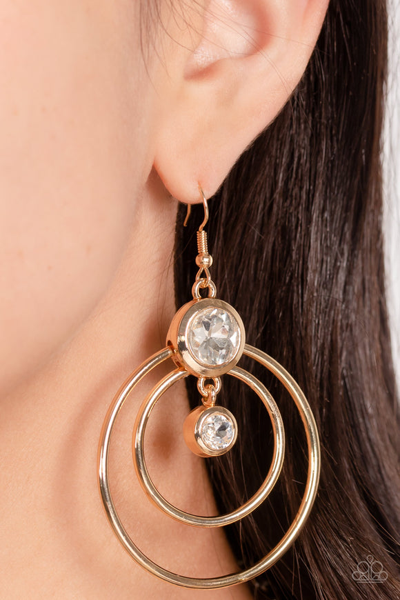 Dapperly Deluxe - Gold Earrings - Paparazzi Accessories