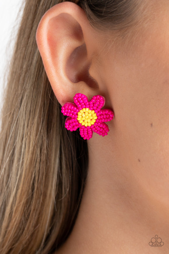 Sensational Seeds - Pink Post Earrings - Paparazzi Accessories