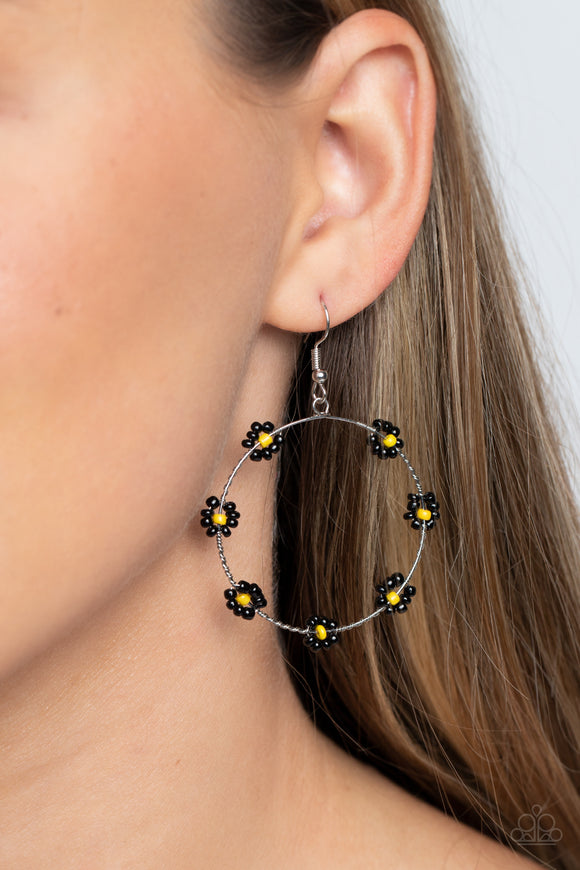Dainty Daisies - Black Earrings - Paparazzi Accessories