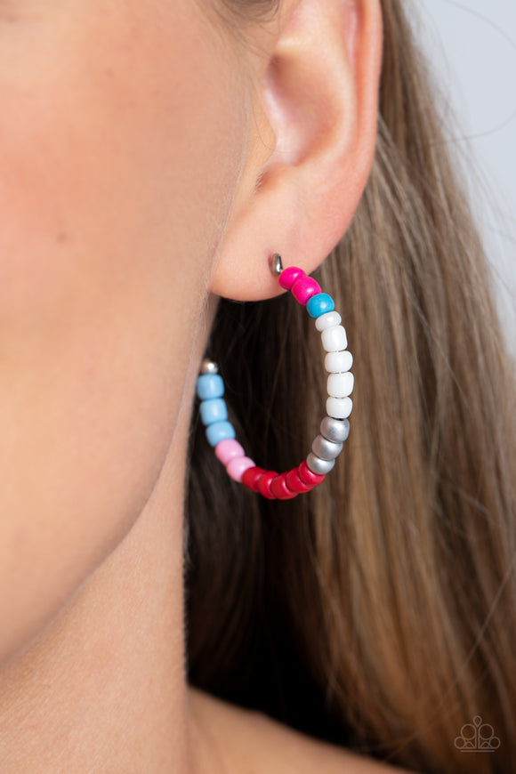Multicolored Mambo - Pink Multi Earrings - Paparazzi Accessories