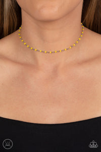 Neon Lights - Yellow Necklace - Paparazzi Accessories