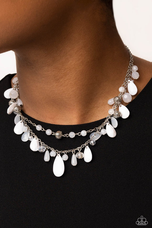 Flirty Flood - White Necklace - Paparazzi Accessories