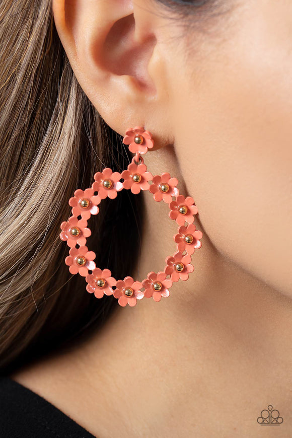 Daisy Meadows - Orange Post Earrings - Paparazzi Accessories