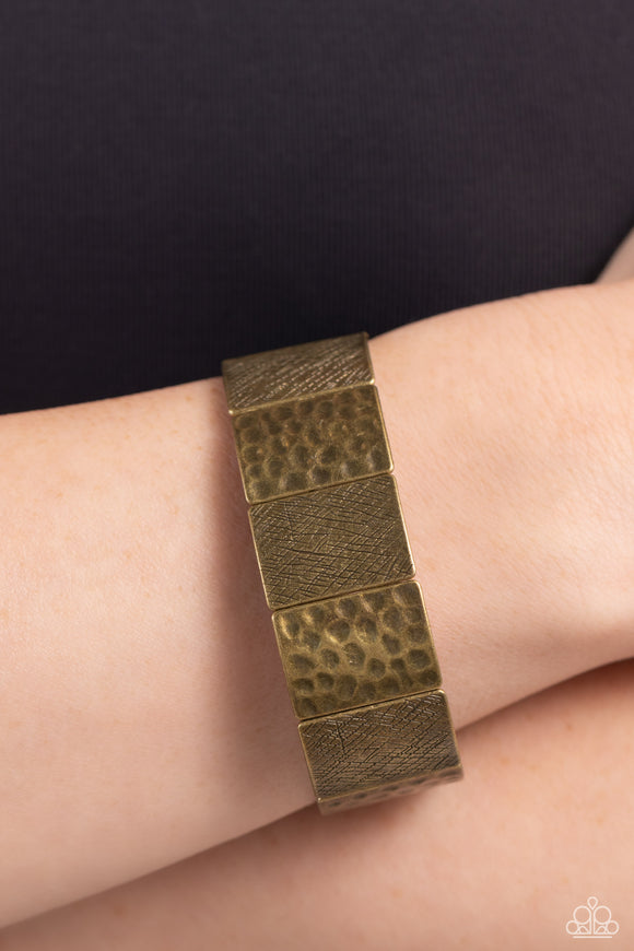 Textured Traveler - Brass Bracelet - Paparazzi Accessories