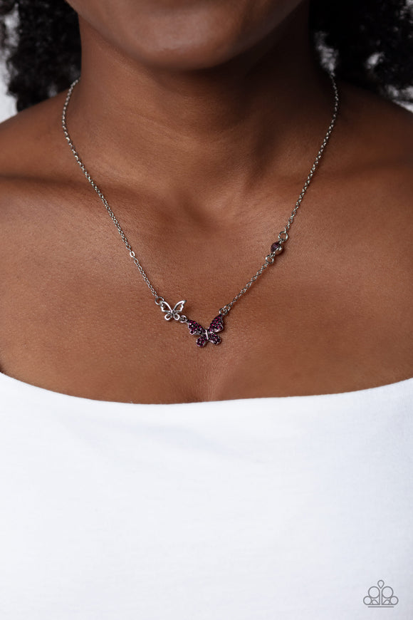 Cant BUTTERFLY Me Love - Purple Necklace - Paparazzi Accessories