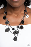 Hammered Horizons - Black Necklace - Paparazzi Accessories