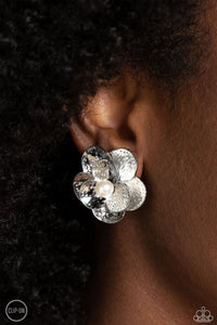 Miami Magic - White Clip-On Earrings - Paparazzi Accessories