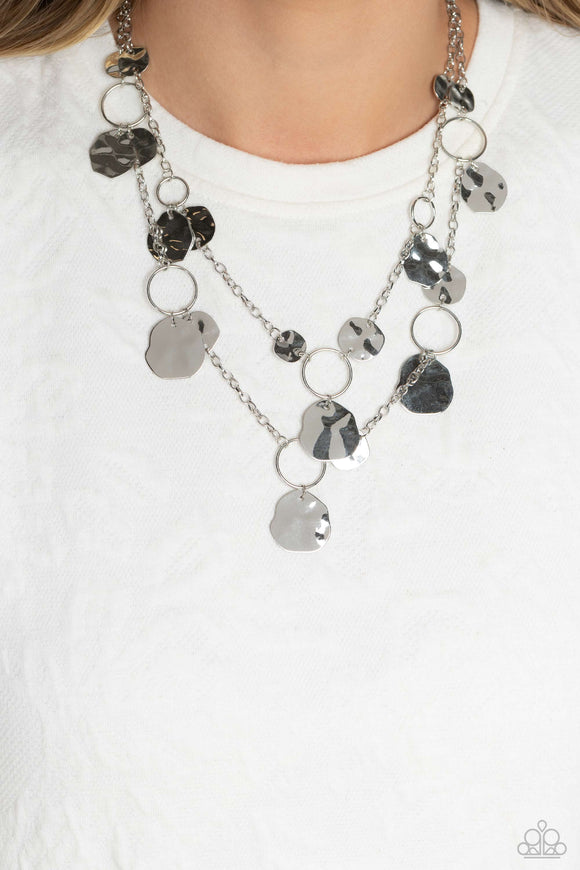 Hammered Horizons - Silver Necklace - Paparazzi Accessories
