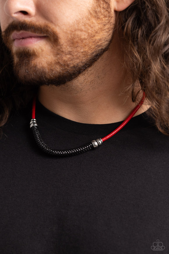 Corded Chivalry - Red Necklace - Paparazzi Accessories