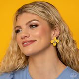 Jovial Jasmine - Yellow Post Earrings - Paparazzi Accessories