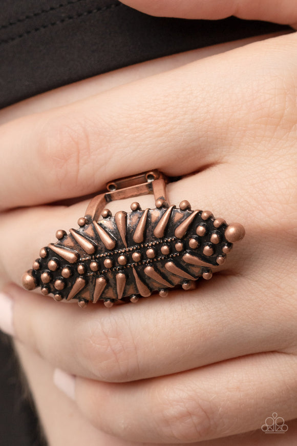Bump, Set, Spike! - Copper Ring - Paparazzi Accessories