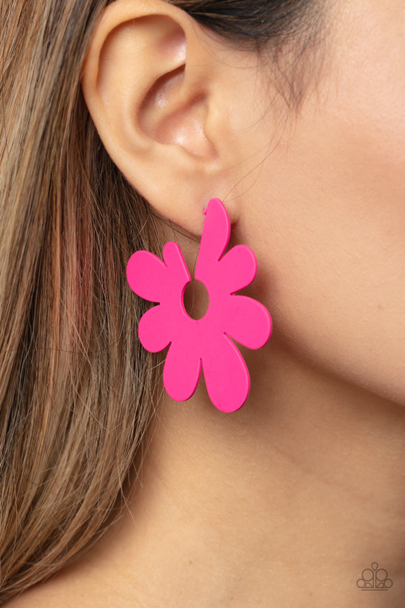 Flower Power Fantasy - Pink Earrings - Paparazzi Accessories