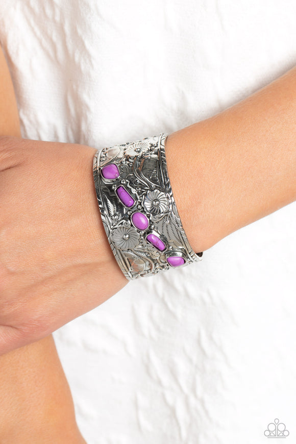 Still FLORAL Stones - Purple Bracelet - Paparazzi Accessories