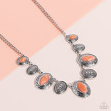 Textured Trailblazer - Orange Necklace - Paparazzi Accessories