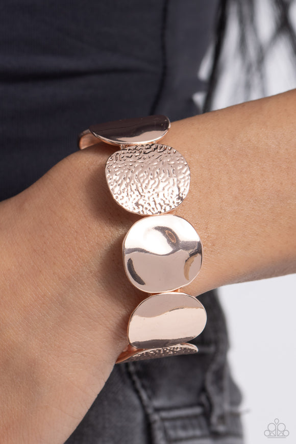 Rippling Record - Rose Gold Bracelet - Paparazzi Accessories